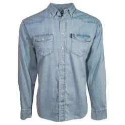 Hooey Mens Chambray Denim Color Long Sleeve Shirt