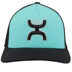 Hooey Men's "Coach" Turquoise/Black 5-Panel Flexfit With Black/White Hooey Logo Ball Cap 2112TQBK