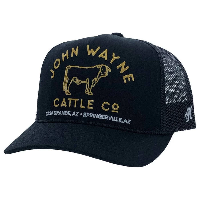 Hooey "John Wayne" Black With Gold Stitched Logo Ball Cap 2266T-BK