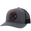 Hooey " O Classic" Grey & Black With Maroon Logo Cap 2309T-GYBK