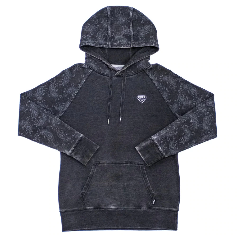 Hooey Youth Rope Like A Girl Grey Hoodie With Pattern Sleeves HH1188GY-Y