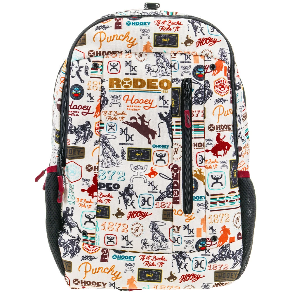 "Rockstar" Hooey Backpack Cream Rodeo Pattern W/Black Accents