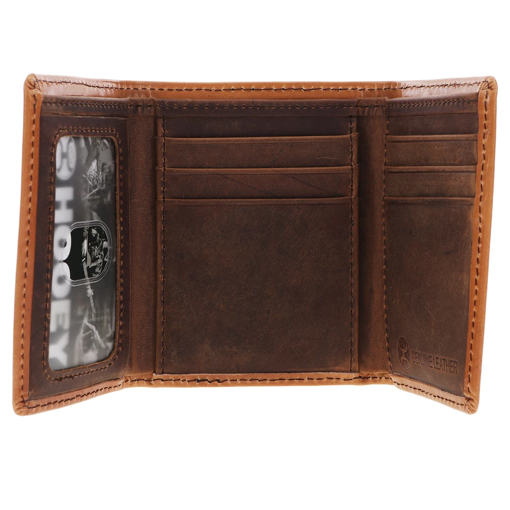 "Phoenix" Trifold Hooey Wallet Tan/Black Leather - Image 2