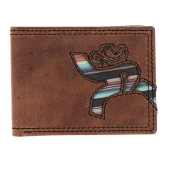 HOOey "Hawk" Front Pocket Bifold Wallet Brown W/ Navajo Serape Print
