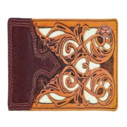 "Top Notch" Bifold Hooey Wallet Tan/ Brown W/Ivory Leather