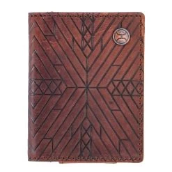 "Austin" Hooey Bifold Money Clip Brown W/ Aztec