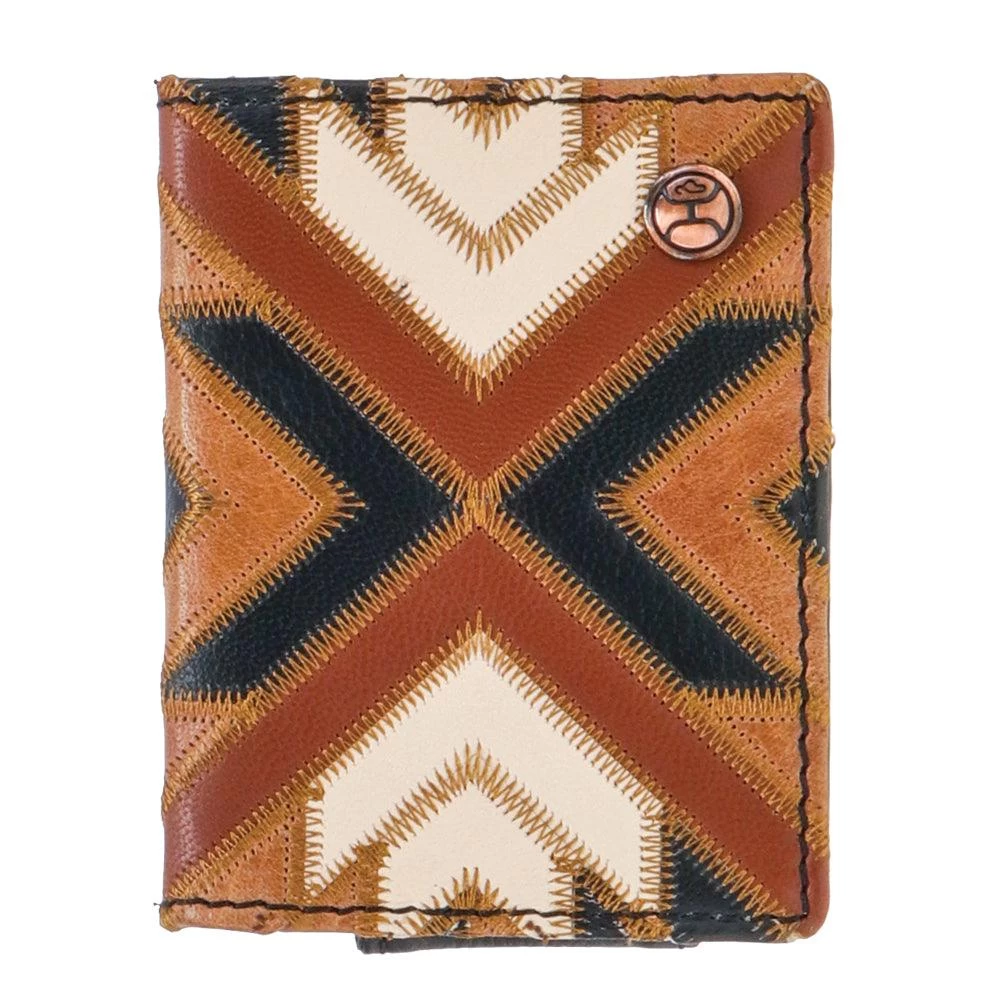"Montezuma" Hooey Bifold Money Clip Brown/Black W/ Patchwork