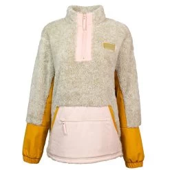 HOOey Youth "Girls Fleece Pullover" Tan W/Yellow/Pink Detailing