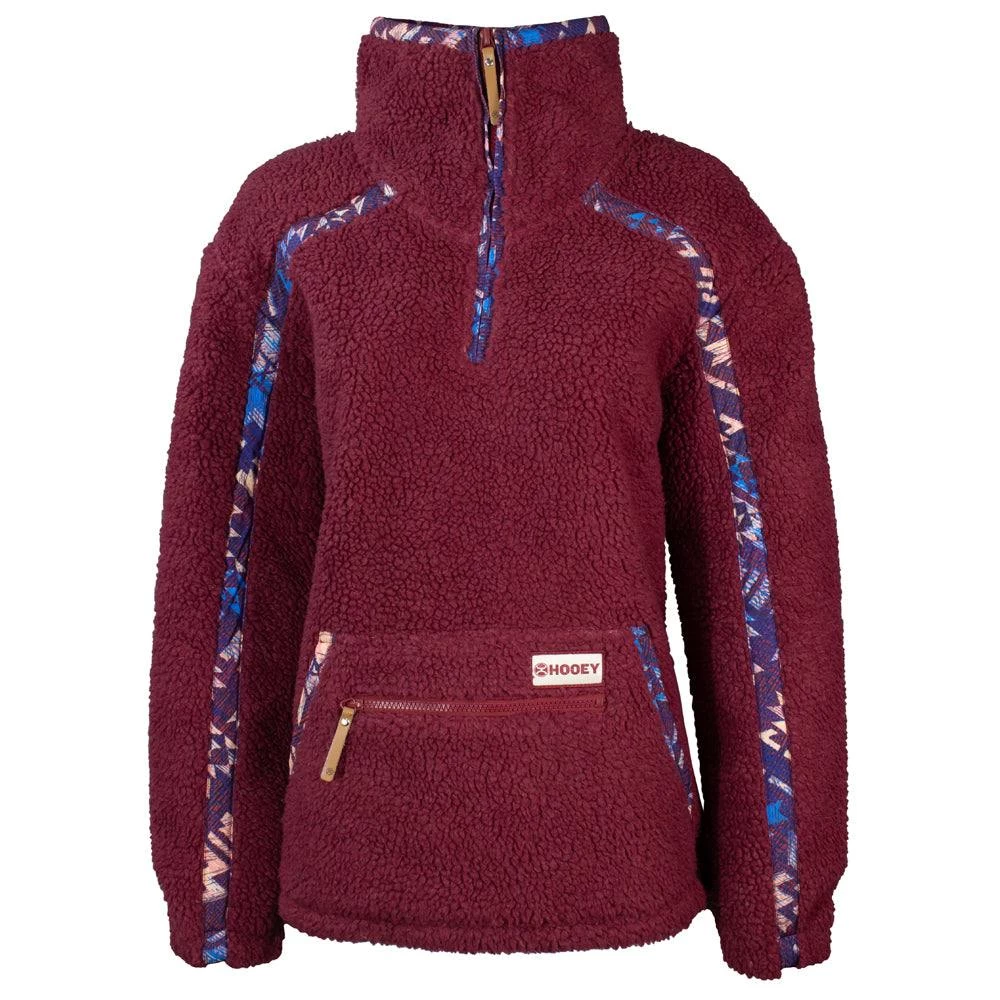 HOOey "Ladies Sherpa Pullover" Pink W/ Purple Aztec Accents