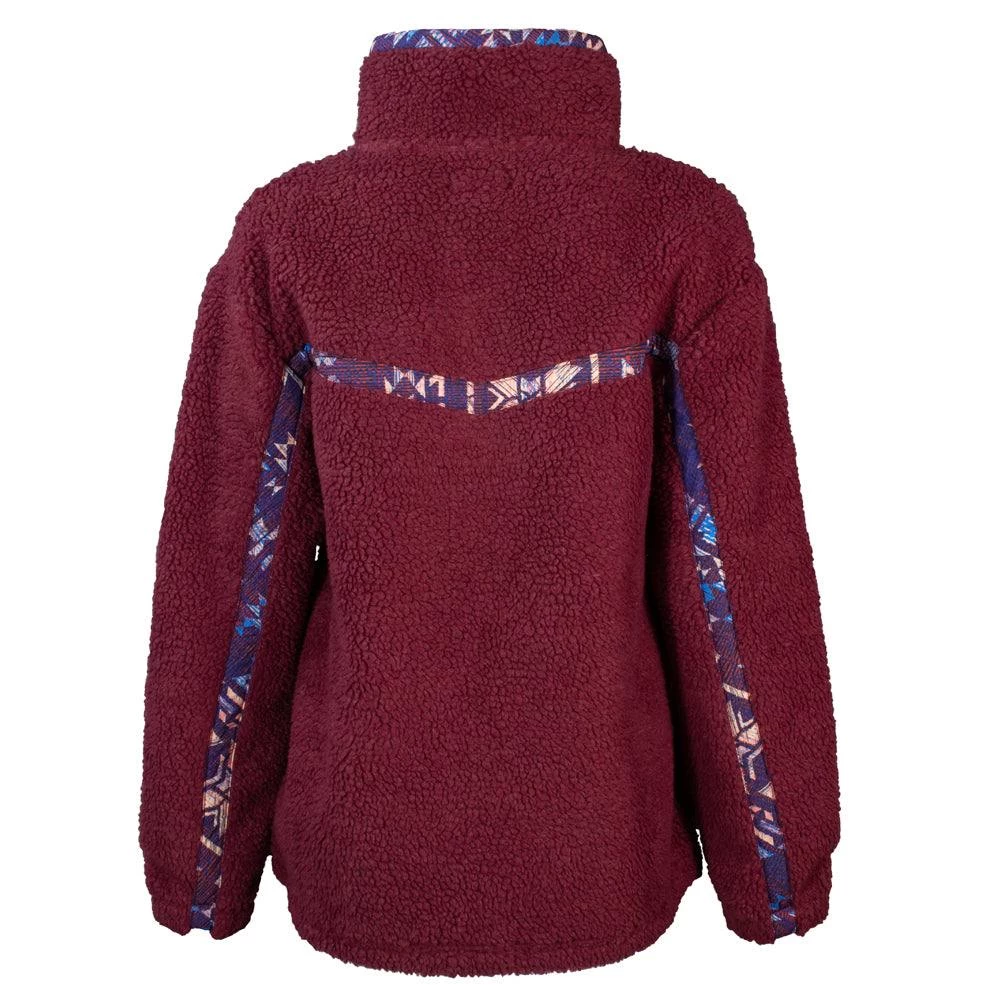 HOOey "Ladies Sherpa Pullover" Pink W/ Purple Aztec Accents - Image 2