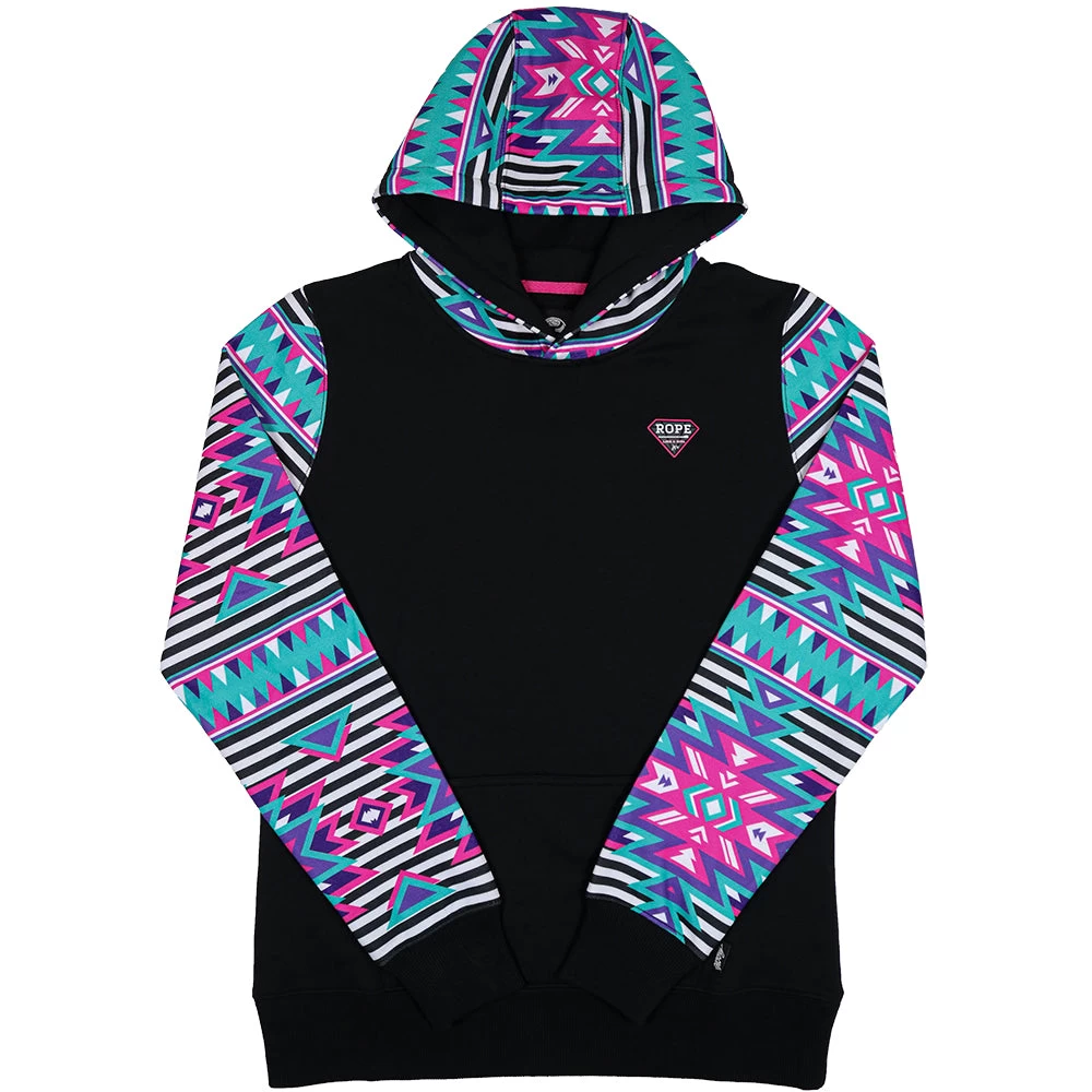 HOOey Youth "Rope Like A Girl Black/Aztec Hoodie"