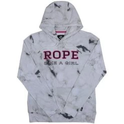 Hooey Youth White Marble "Rope Like A Girl" Hoodie HH1163WH-Y