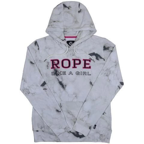 Hooey Youth White Marble "Rope Like A Girl" Hoodie HH1163WH-Y