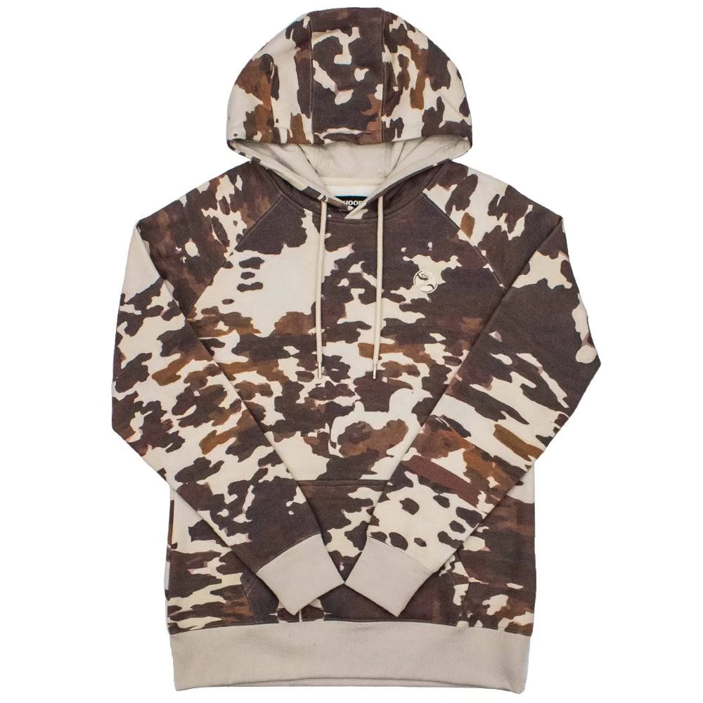 HOOey "Plains" Brown/White Cow Print Hoody
