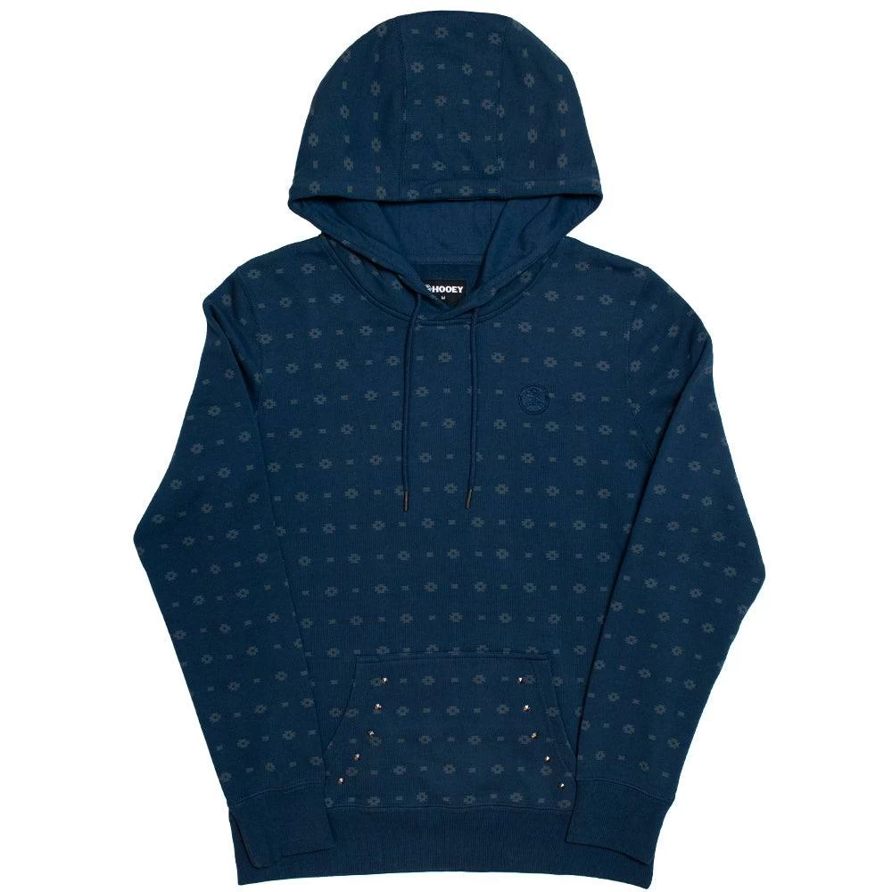 HOOey "Mesa" Navy W/White Aztec Pattern & Silver Studs Hoody