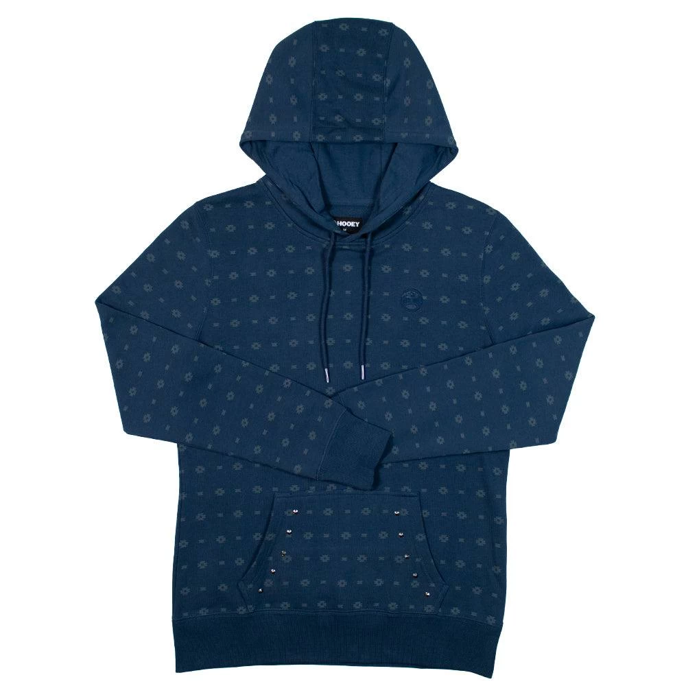 HOOey "Mesa" Navy W/White Aztec Pattern & Silver Studs Hoody - Image 2