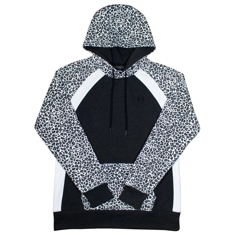 HOOey "Savannah" Black W/ White Cheetah Print Hoody