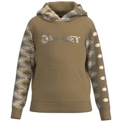 HOOey Youth "Lock-Up" Hoody Tan W/Cream/Black/Tan Aztec Pattern
