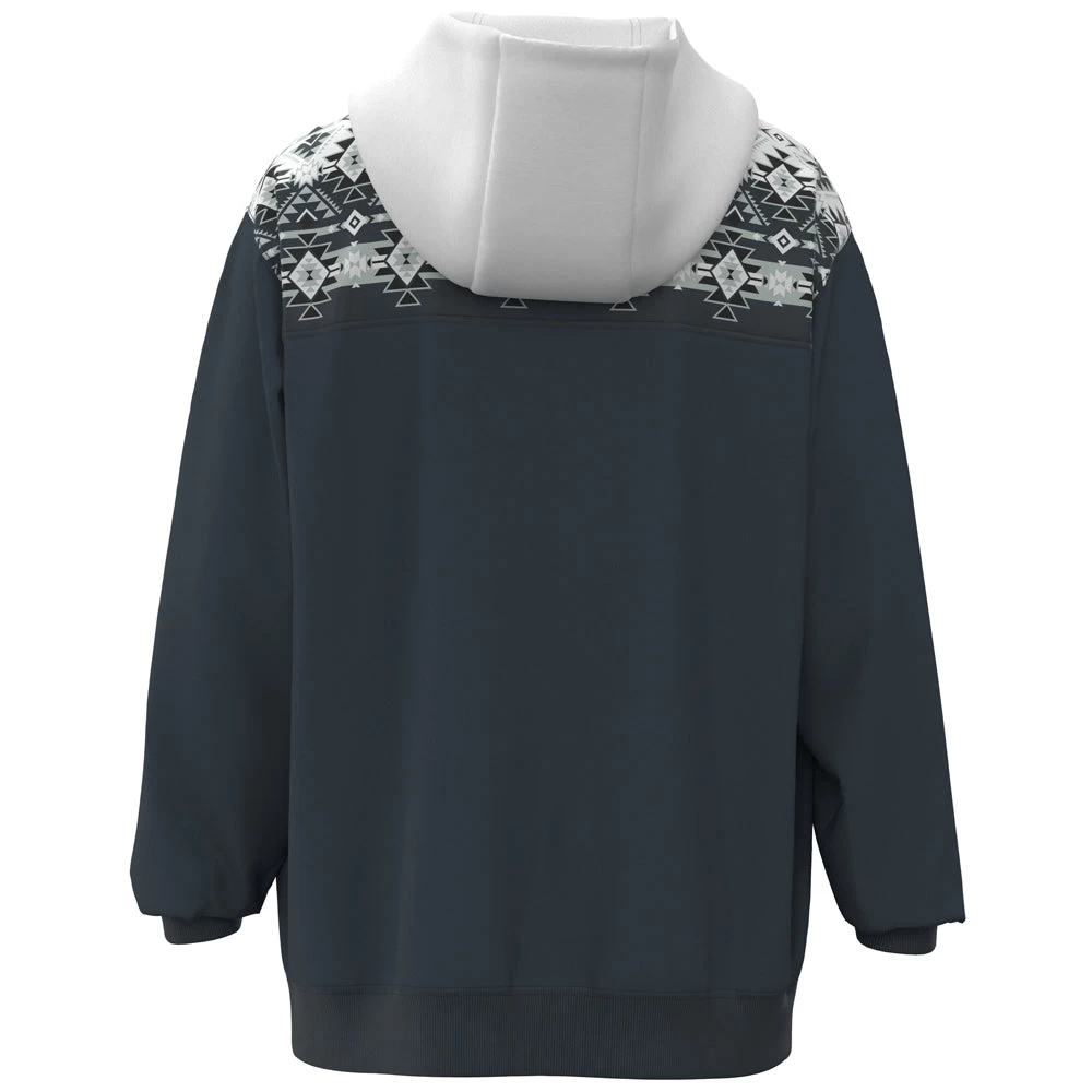 HOOey "Ridge" Hoody White/Denim W/Aztec Pattern - Image 2