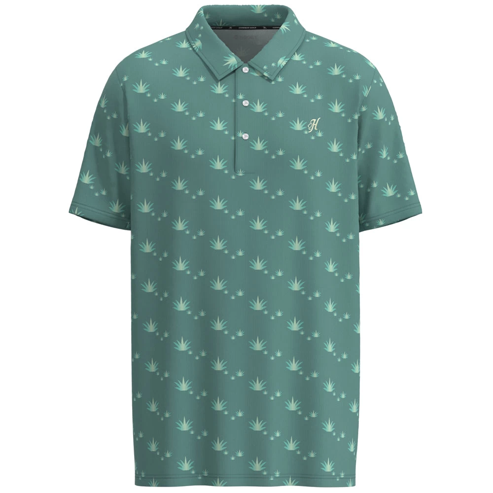HOOey "The Weekender" Teal W/Agave Leaf Pattern Polo