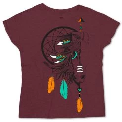 HOOey "Spirit" Cranberry T-shirt W/a Horse Dreamcatcher