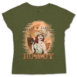 HOOey "Rowdy Jane" Olive T-shirt W/Cowgirl Logo