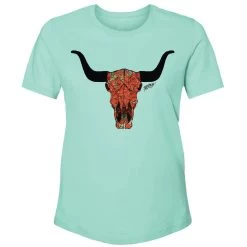 HOOey "Floral Skull" Turquoise Tee