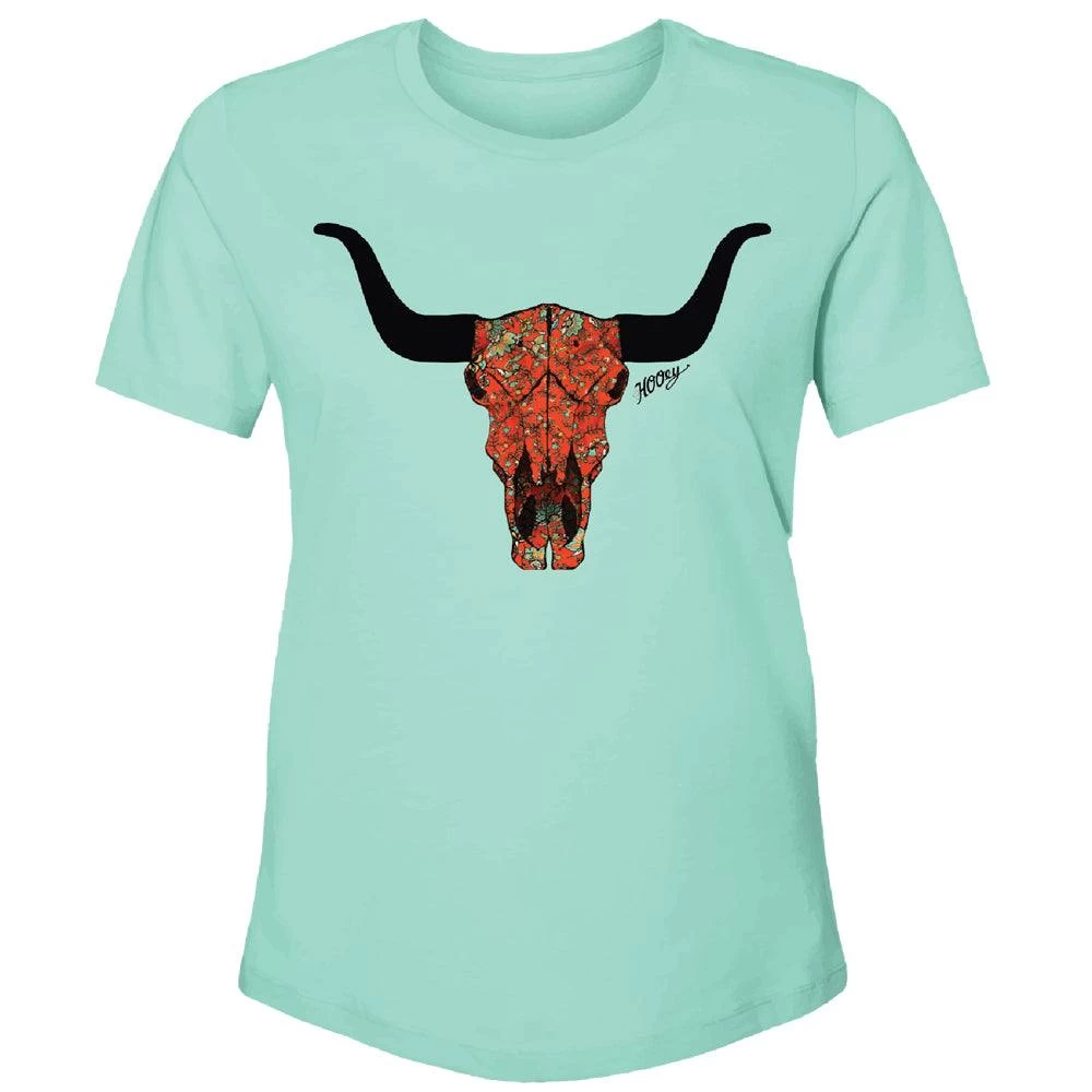 HOOey "Floral Skull" Turquoise Tee