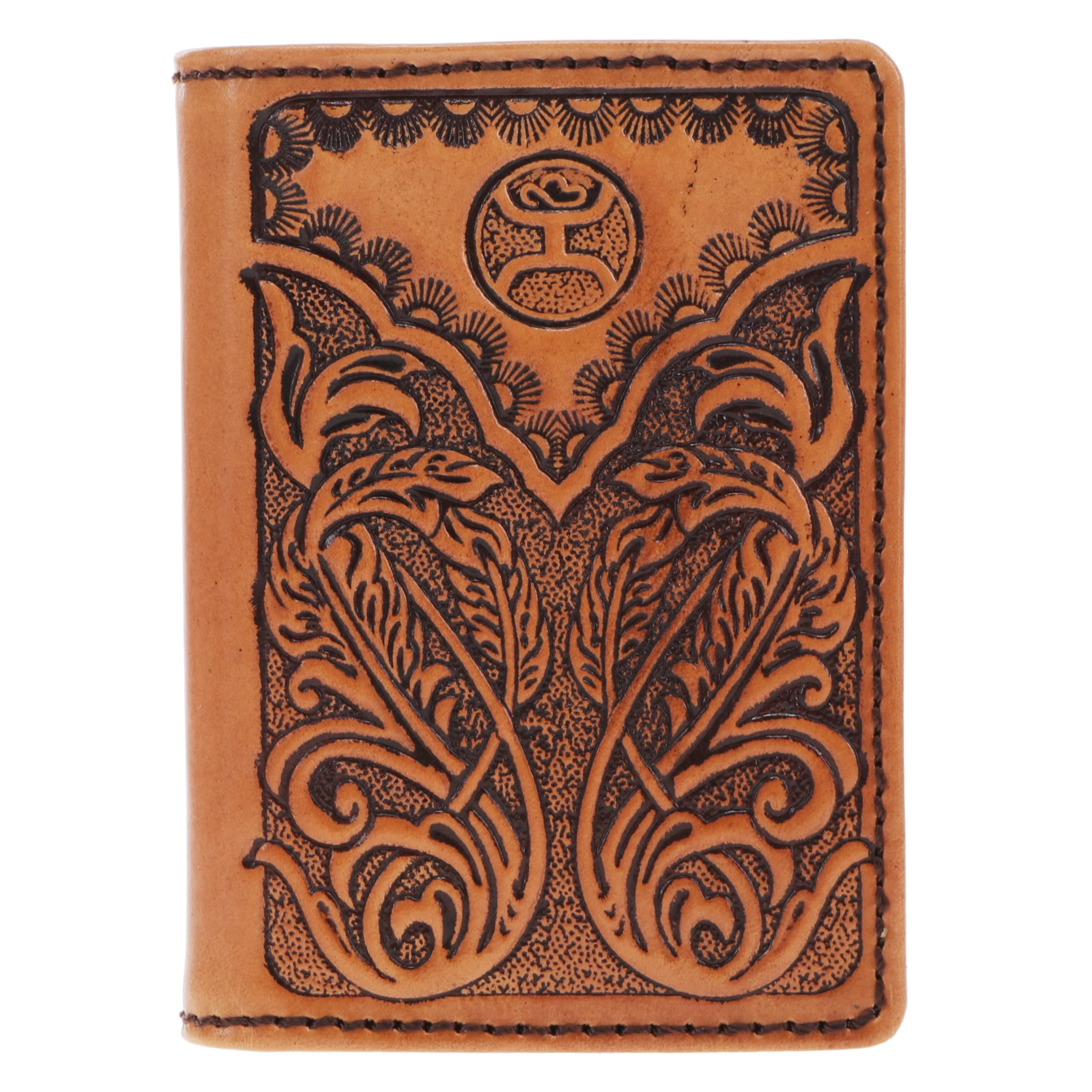 "Phoenix" Trifold Hooey Wallet Tan/Black Leather