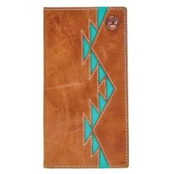 "Tonkawa" Rodeo Hooey Wallet Tan W/Turquoise Aztec