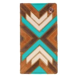 "Montezuma" Rodeo Hooey Wallet Brown/Turquoise W/ Patchwork