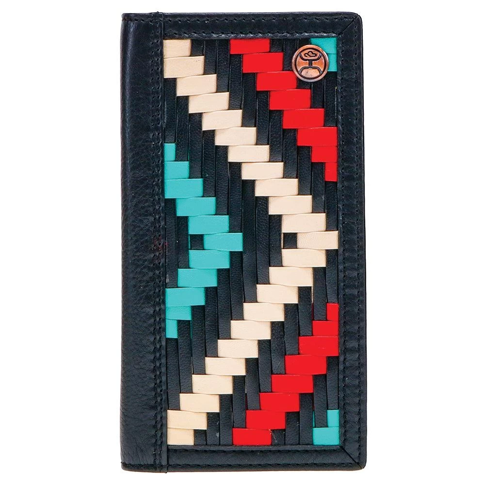 "Black Hawk" Rodeo Hooey Wallet Black/Red Aztec Print