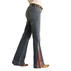 HOOey Serape Print Inlay Mid Rise Trouser Ladies Jeans