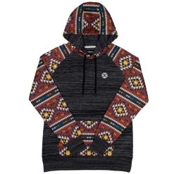 HOOey "Summit" Charcoal W/Aztec Pattern Hoody