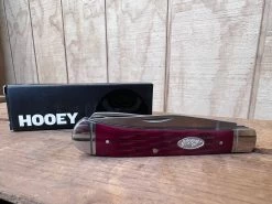 Hooey Full Large 4 1/4" Red Jig Bone Trapper Knife HK126