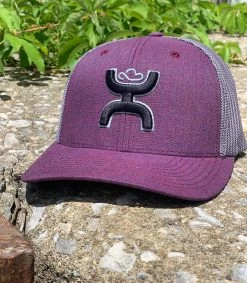 Hooey "Cayman" Purple & Grey 6-Panel Flexfit With Black & Grey Hooey Logo Ball Cap 2211PLGY