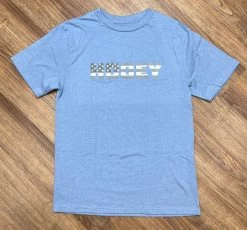 Hooey Youth "Patriot" Denim Crew Neck Tee Grey/White Logo HT1544DE-Y