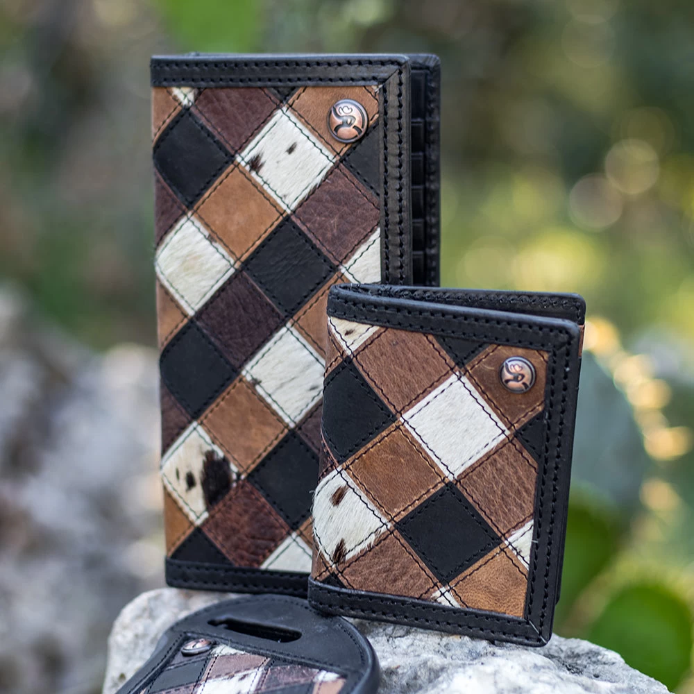 HOOey "Smackdown" Bifold Money Clip Wallet Black/Brown Patchwork - Image 4