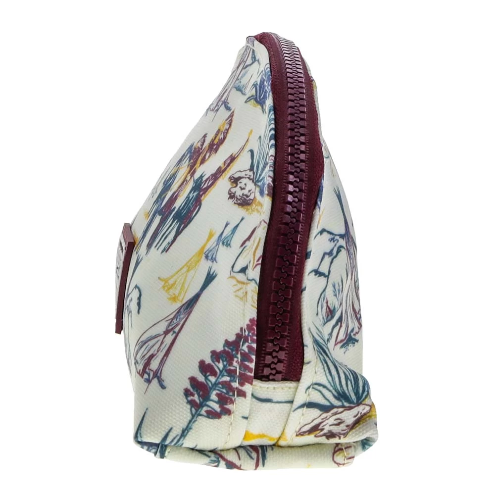 "Hooey Small Accessory Bag" Cream W/ Maroon Print - Image 5