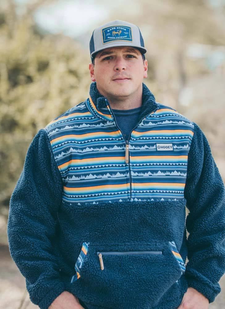 "Hooey Sherpa Pullover" Blue W/Stripe Pattern - Image 3