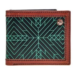 HOOey "Neon Moon" Bifold Roughy Wallet Black/Brown W/Turquoise Aztec