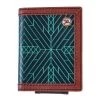 HOOey "Neon Moon" Roughy Bifold Money Clip Black/Brown W/Turquoise Aztec