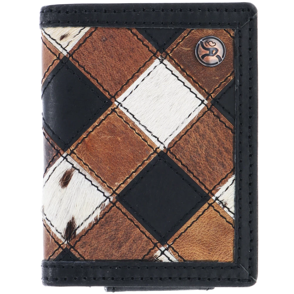 HOOey "Smackdown" Bifold Money Clip Wallet Black/Brown Patchwork