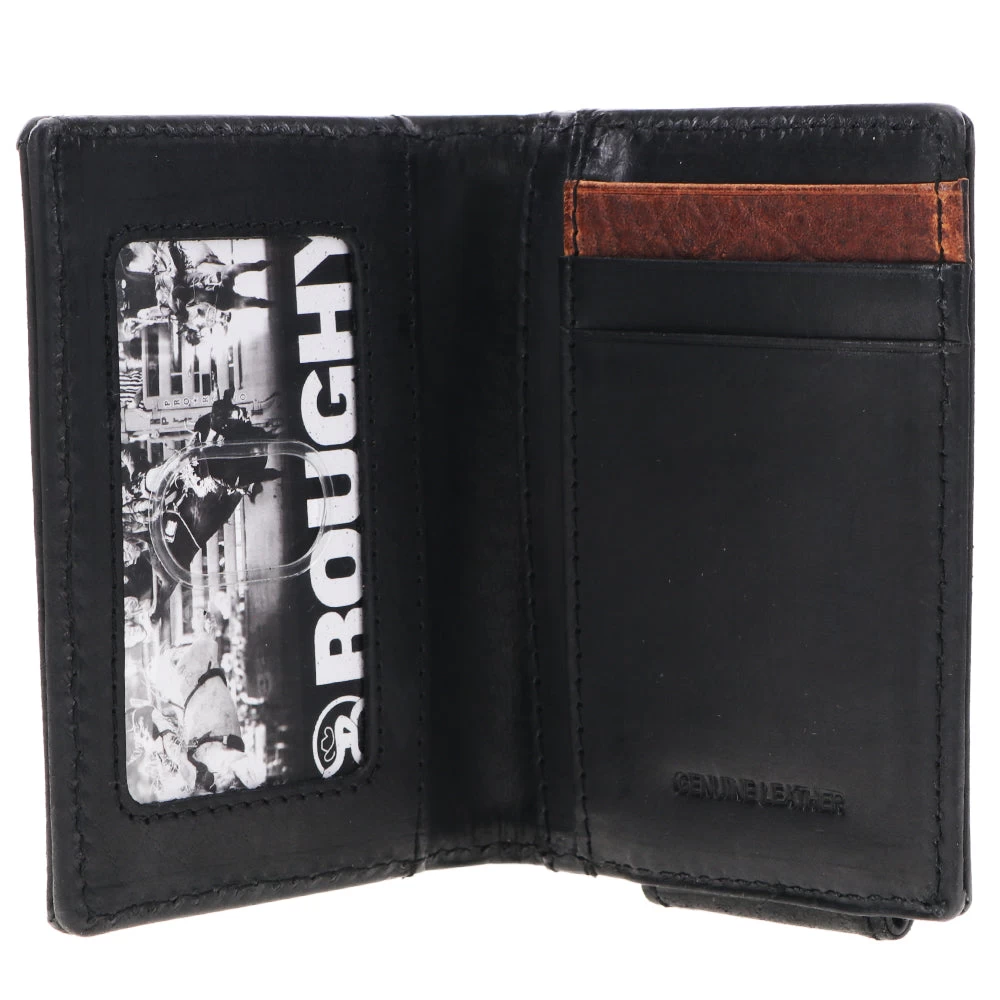 HOOey "Smackdown" Bifold Money Clip Wallet Black/Brown Patchwork - Image 3