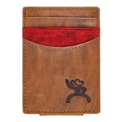 HOOey Kamali Roughy 2.0 Money Clip Brown/Red W/Red Leather Accent Pocket