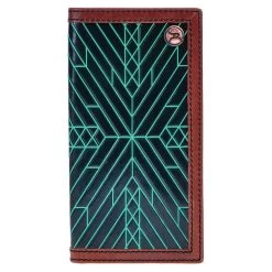 HOOey "Neon Moon" Rodeo Roughy Wallet Black/ Brown W/ Turquoise Aztec
