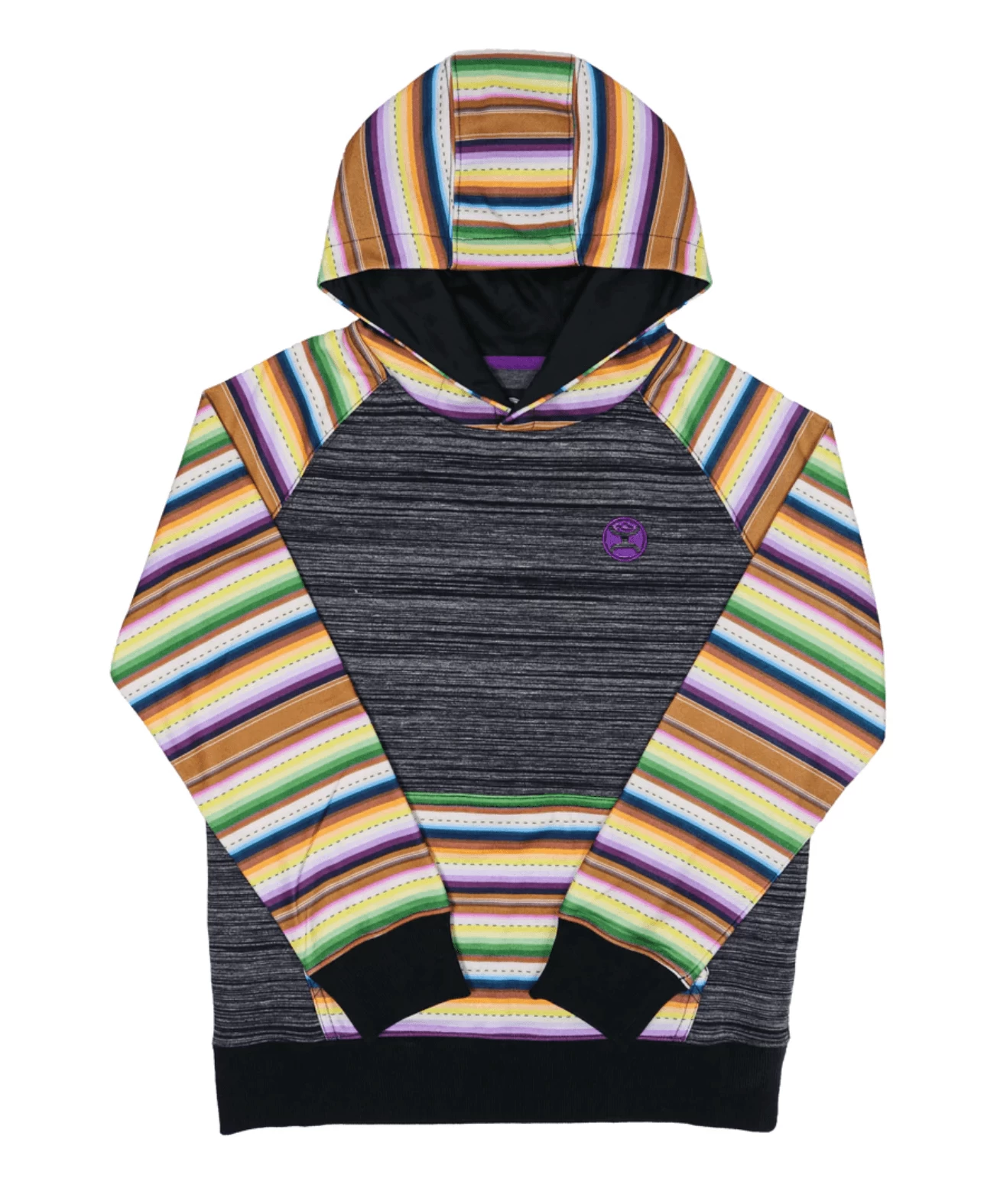 Hooey Youth "Catalina" Black Space Dye Hoodie W/ Serape Sleeves HH1167BKSP-Y