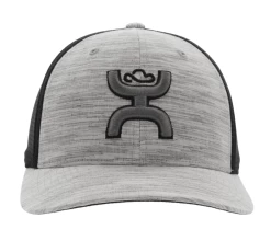 Hooey Men's "Ash" Grey & Black With Black & White Logo Flexfit Ball Cap 2231GYBK