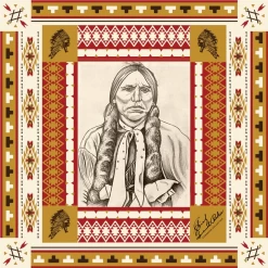 Hooey Comanche Blanket Cream/Red/Mustard Pattern Silk Wild Rag BANDANA22-Comanche