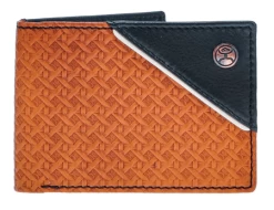 Hooey Men's "HANDS UP BASKET WEAVE" Front Pocket Bifold Wallet Brown W/Black Leather HFBF002-TNBR